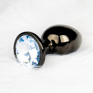 Round Gem Butt Plug - Medium - Gunmetal/Diamond